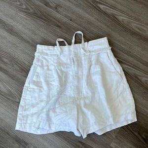Abercrombie high rise white linen shorts